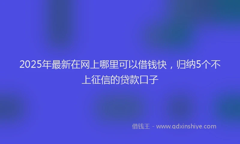 2025年最新在网上哪里可以借钱快，归纳5个不上征信的贷款口子
