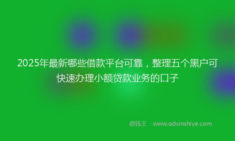 2025年最新哪些借款平台可靠，整理五个黑户可快速办理小额贷款业务的口子
