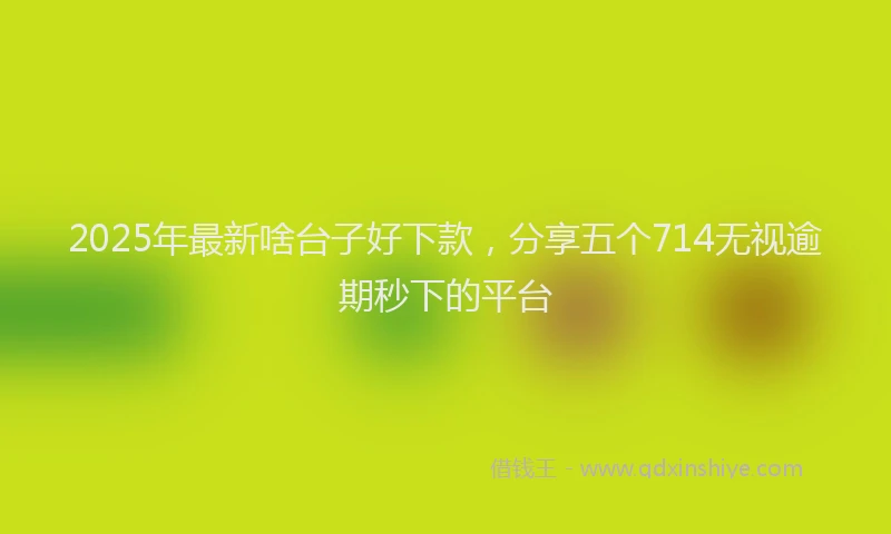 2025年最新啥台子好下款，分享五个714无视逾期秒下的平台