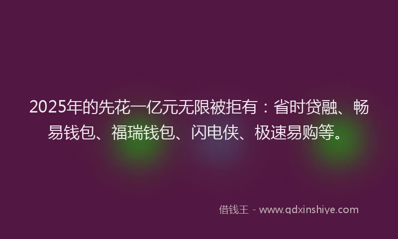 2025年的先花一亿元无限被拒有：省时贷融、畅易钱包、福瑞钱包、闪电侠、极速易购等。