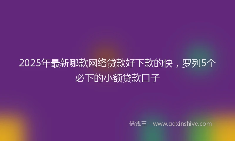 2025年最新哪款网络贷款好下款的快，罗列5个必下的小额贷款口子