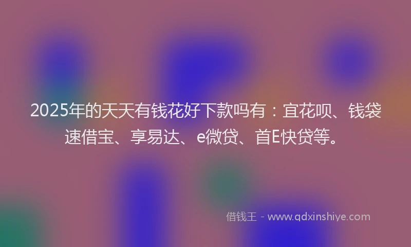 2025年的天天有钱花好下款吗有：宜花呗、钱袋速借宝、享易达、e微贷、首E快贷等。