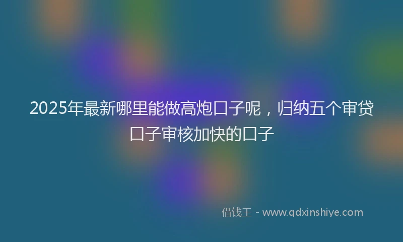 2025年最新哪里能做高炮口子呢，归纳五个审贷口子审核加快的口子