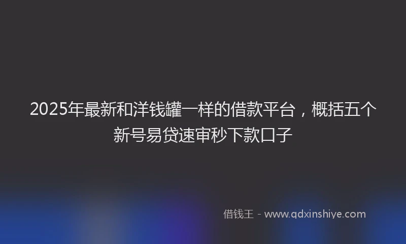 2025年最新和洋钱罐一样的借款平台，概括五个新号易贷速审秒下款口子