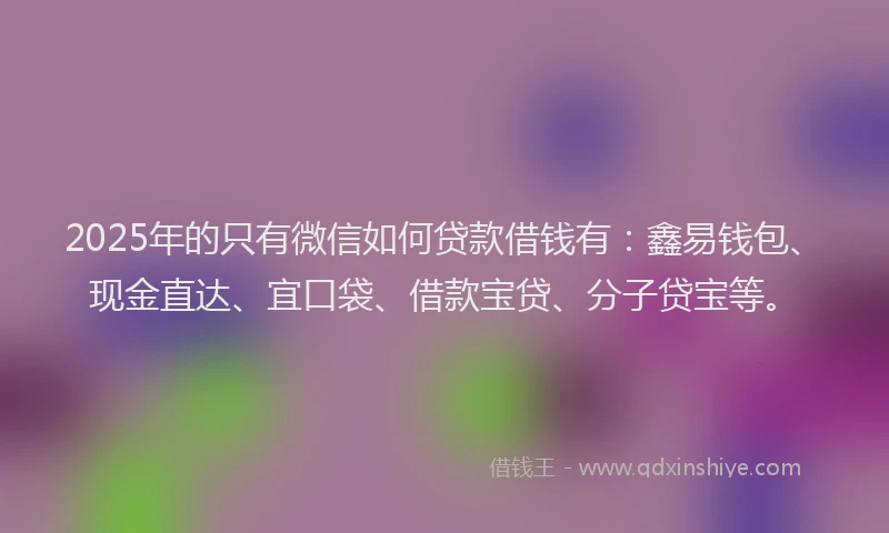 2025年的只有微信如何贷款借钱有：鑫易钱包、现金直达、宜口袋、借款宝贷、分子贷宝等。