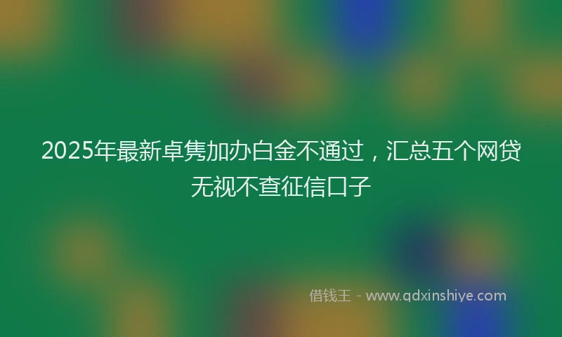 2025年最新卓隽加办白金不通过，汇总五个网贷无视不查征信口子