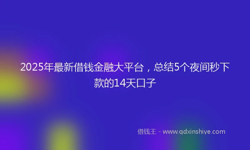 2025年最新借钱金融大平台，总结5个夜间秒下款的14天口子