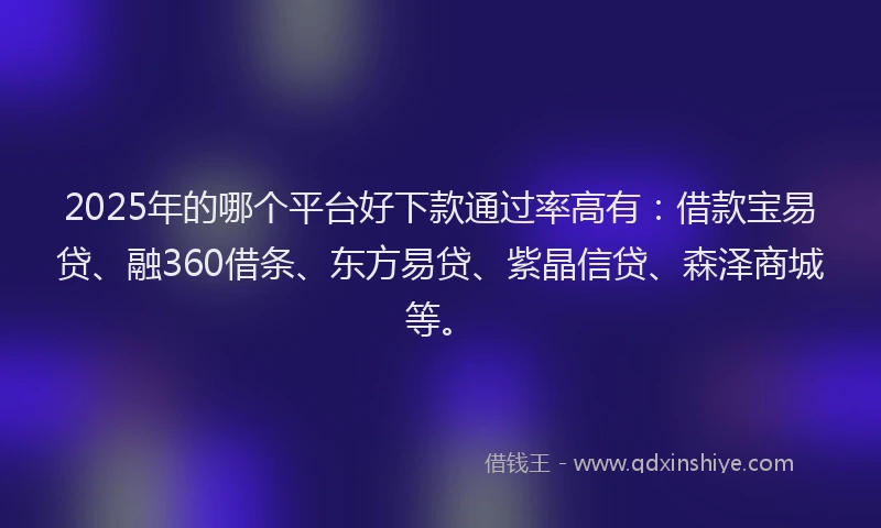 2025年的哪个平台好下款通过率高有：借款宝易贷、融360借条、东方易贷、紫晶信贷、森泽商城等。