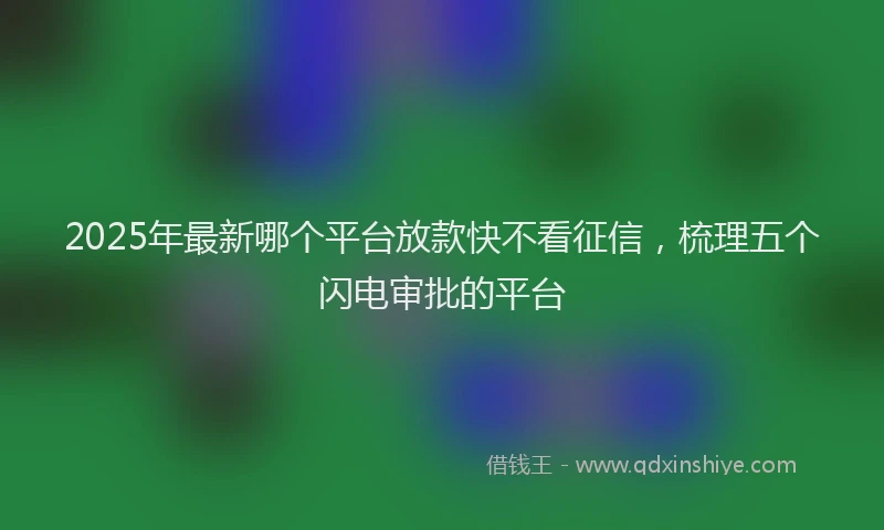2025年最新哪个平台放款快不看征信，梳理五个闪电审批的平台