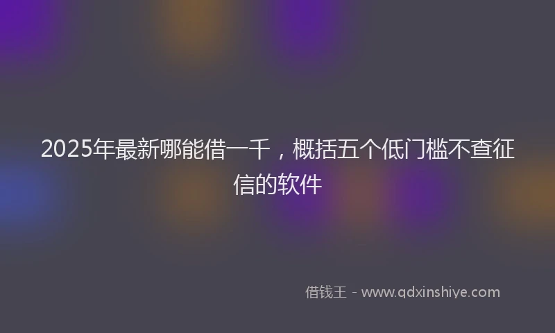 2025年最新哪能借一千，概括五个低门槛不查征信的软件