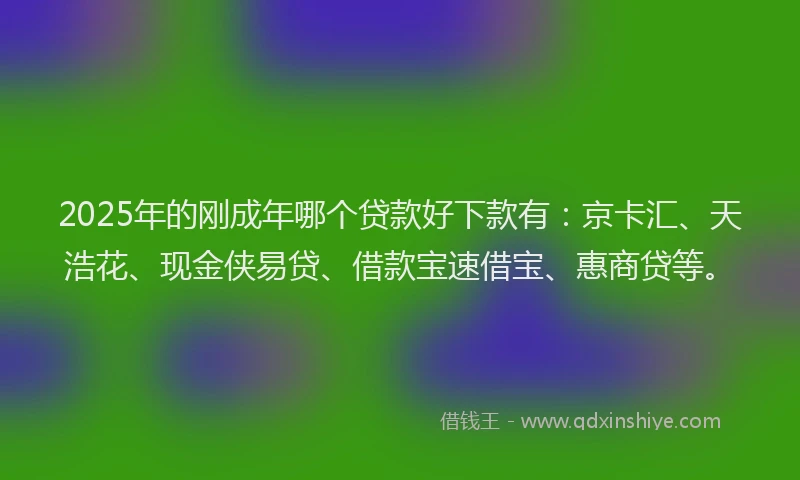 2025年的刚成年哪个贷款好下款有：京卡汇、天浩花、现金侠易贷、借款宝速借宝、惠商贷等。