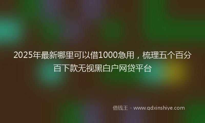 2025年最新哪里可以借1000急用，梳理五个百分百下款无视黑白户网贷平台