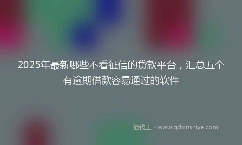 2025年最新哪些不看征信的贷款平台，汇总五个有逾期借款容易通过的软件
