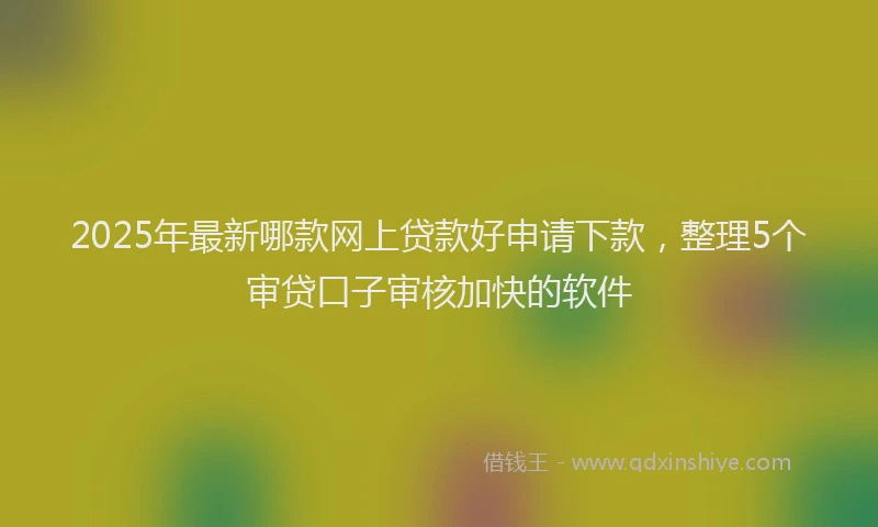 2025年最新哪款网上贷款好申请下款，整理5个审贷口子审核加快的软件