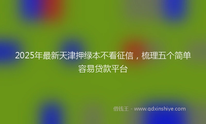 2025年最新天津押绿本不看征信，梳理五个简单容易贷款平台