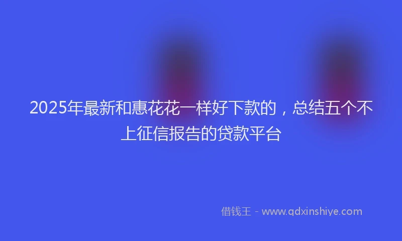 2025年最新和惠花花一样好下款的，总结五个不上征信报告的贷款平台