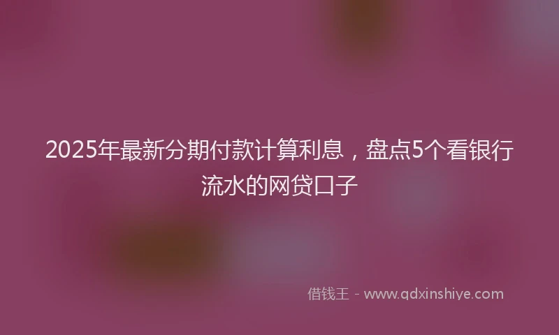 2025年最新分期付款计算利息，盘点5个看银行流水的网贷口子