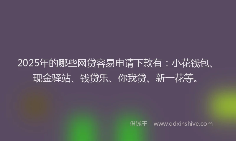 2025年的哪些网贷容易申请下款有：小花钱包、现金驿站、钱贷乐、你我贷、新一花等。