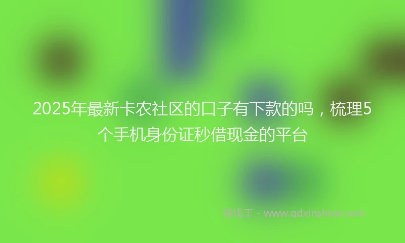 2025年最新卡农社区的口子有下款的吗，梳理5个手机身份证秒借现金的平台