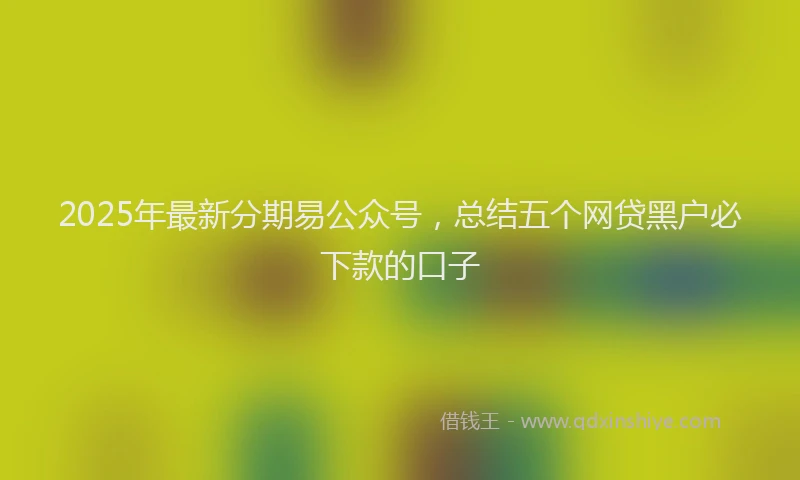 2025年最新分期易公众号，总结五个网贷黑户必下款的口子