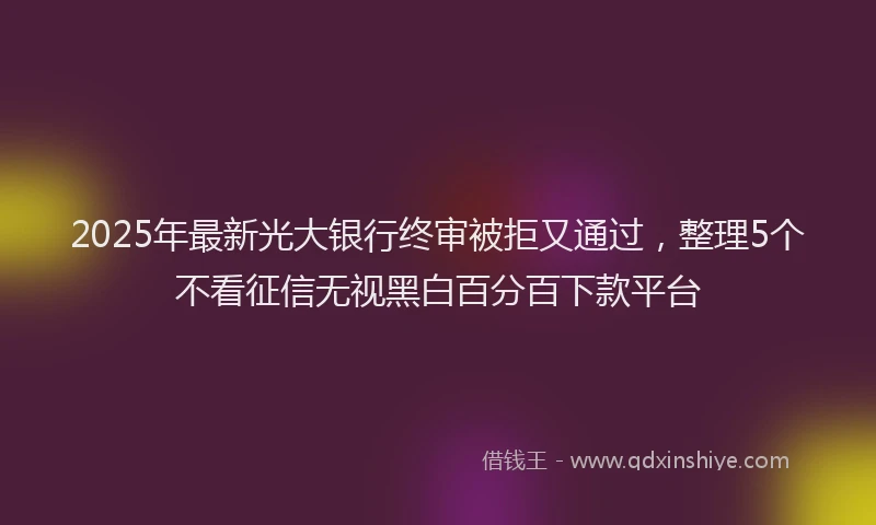 2025年最新光大银行终审被拒又通过，整理5个不看征信无视黑白百分百下款平台