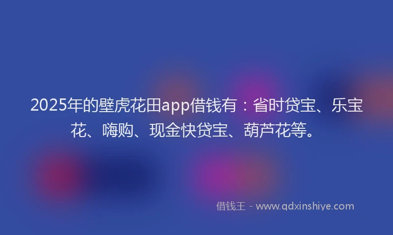 2025年的壁虎花田app借钱有：省时贷宝、乐宝花、嗨购、现金快贷宝、葫芦花等。