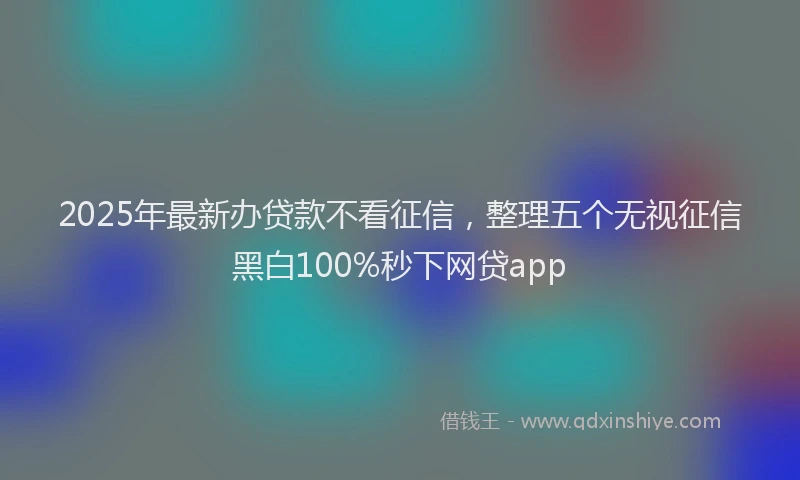 2025年最新办贷款不看征信，整理五个无视征信黑白100%秒下网贷app