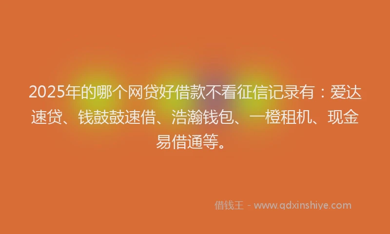 2025年的哪个网贷好借款不看征信记录有：爱达速贷、钱鼓鼓速借、浩瀚钱包、一橙租机、现金易借通等。