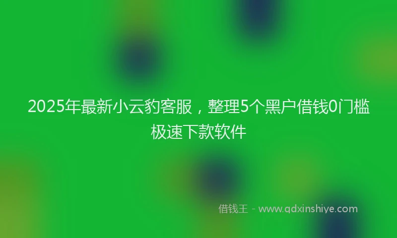 2025年最新小云豹客服，整理5个黑户借钱0门槛极速下款软件