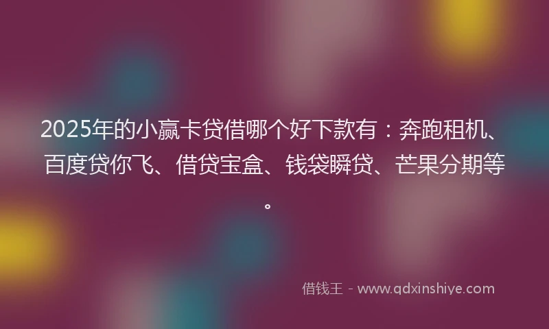 2025年的小赢卡贷借哪个好下款有：奔跑租机、百度贷你飞、借贷宝盒、钱袋瞬贷、芒果分期等。