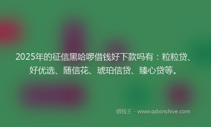 2025年的征信黑哈啰借钱好下款吗有：粒粒贷、好优选、随信花、琥珀信贷、臻心贷等。