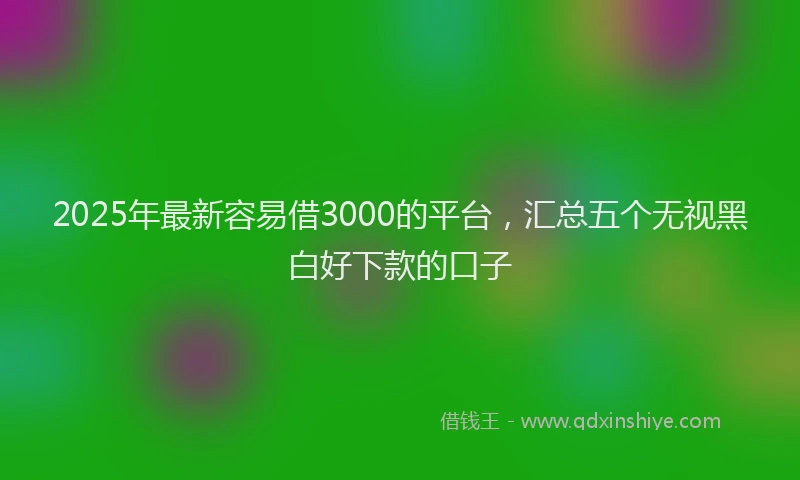 2025年最新容易借3000的平台，汇总五个无视黑白好下款的口子