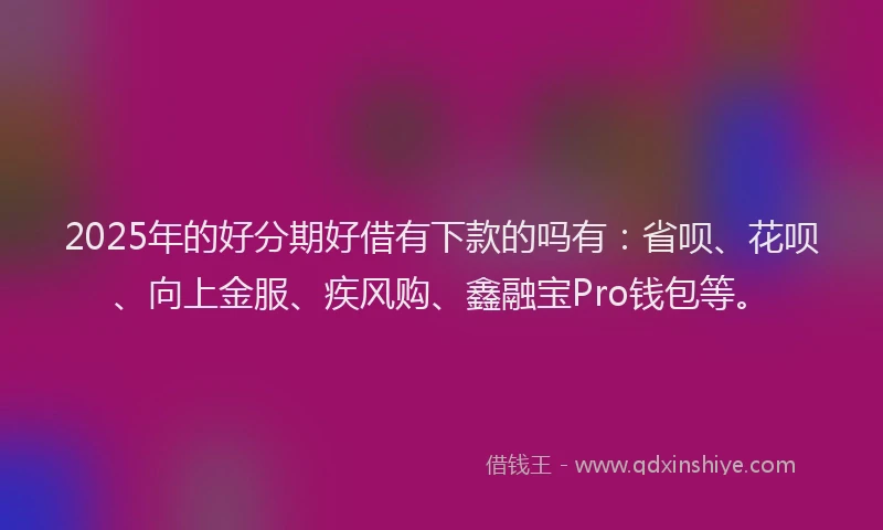 2025年的好分期好借有下款的吗有：省呗、花呗、向上金服、疾风购、鑫融宝Pro钱包等。