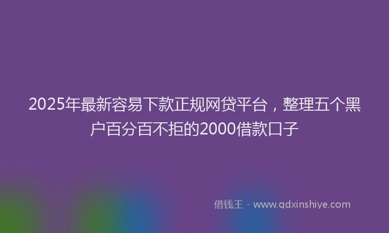 2025年最新容易下款正规网贷平台，整理五个黑户百分百不拒的2000借款口子