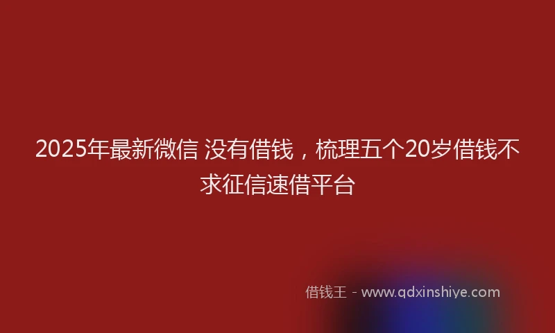 2025年最新微信 没有借钱，梳理五个20岁借钱不求征信速借平台