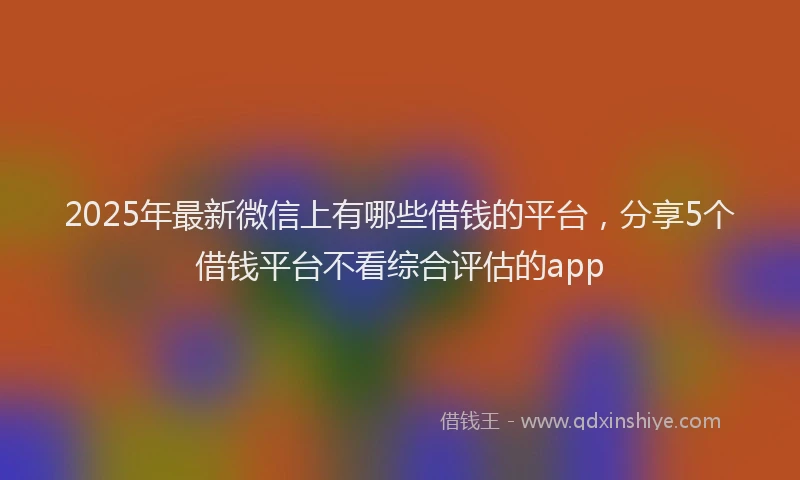 2025年最新微信上有哪些借钱的平台，分享5个借钱平台不看综合评估的app