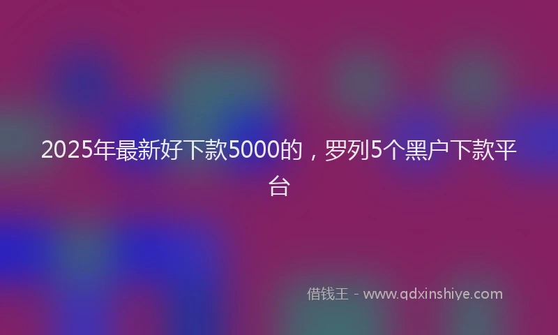 2025年最新好下款5000的，罗列5个黑户下款平台