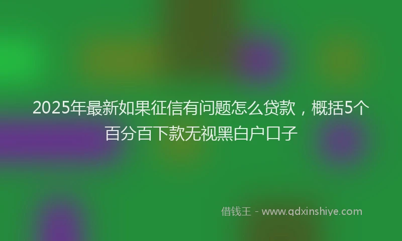 2025年最新如果征信有问题怎么贷款，概括5个百分百下款无视黑白户口子