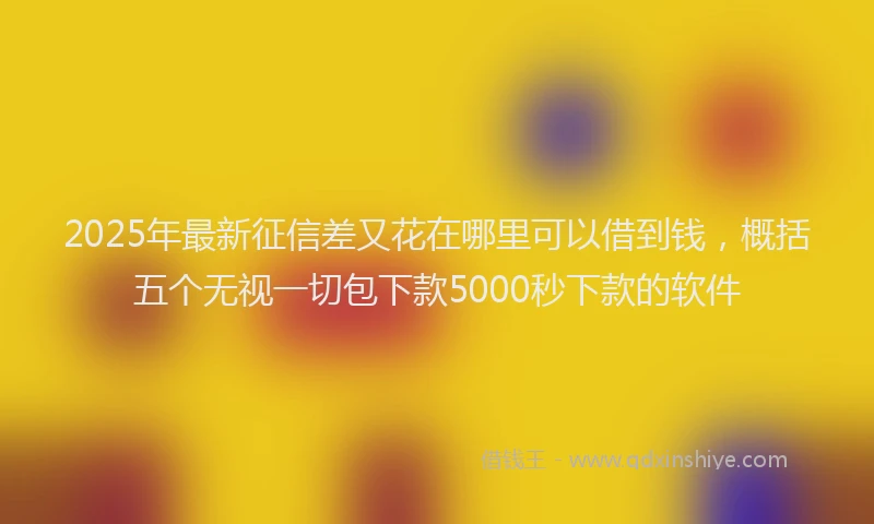 2025年最新征信差又花在哪里可以借到钱，概括五个无视一切包下款5000秒下款的软件