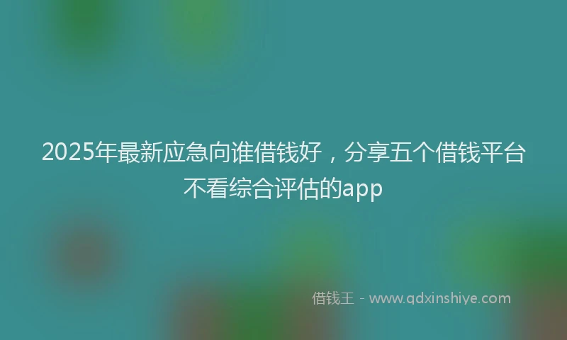 2025年最新应急向谁借钱好，分享五个借钱平台不看综合评估的app