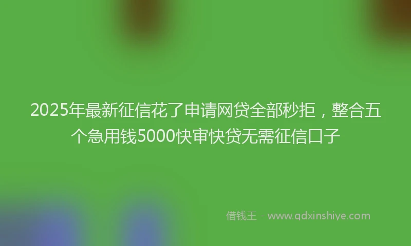 2025年最新征信花了申请网贷全部秒拒，整合五个急用钱5000快审快贷无需征信口子
