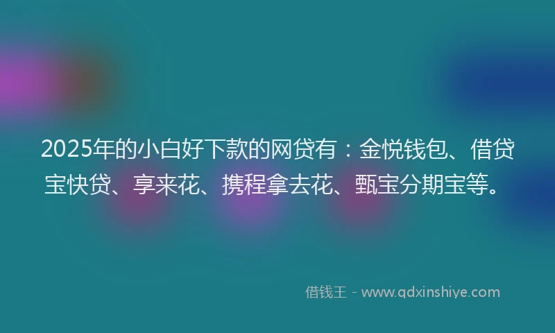 2025年的小白好下款的网贷有：金悦钱包、借贷宝快贷、享来花、携程拿去花、甄宝分期宝等。