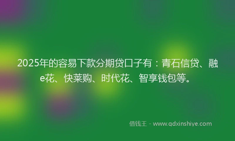 2025年的容易下款分期贷口子有：青石信贷、融e花、快莱购、时代花、智享钱包等。