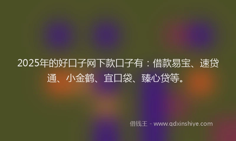 2025年的好口子网下款口子有：借款易宝、速贷通、小金鹤、宜口袋、臻心贷等。