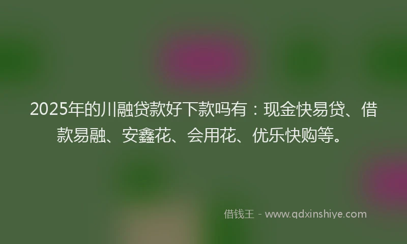 2025年的川融贷款好下款吗有：现金快易贷、借款易融、安鑫花、会用花、优乐快购等。