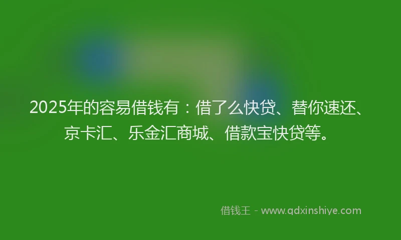 2025年的容易借钱有：借了么快贷、替你速还、京卡汇、乐金汇商城、借款宝快贷等。