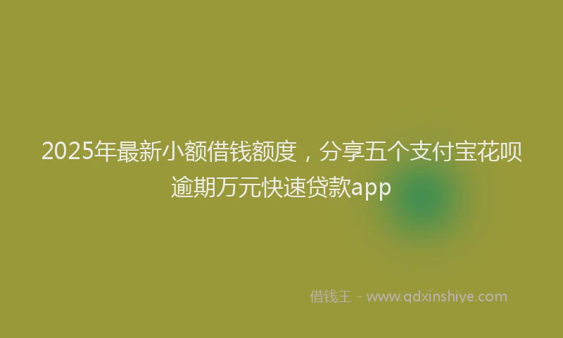 2025年最新小额借钱额度，分享五个支付宝花呗逾期万元快速贷款app