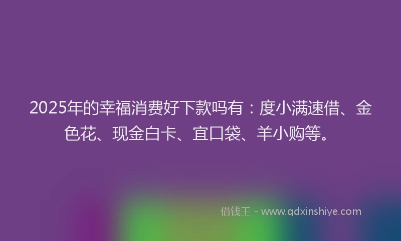 2025年的幸福消费好下款吗有：度小满速借、金色花、现金白卡、宜口袋、羊小购等。