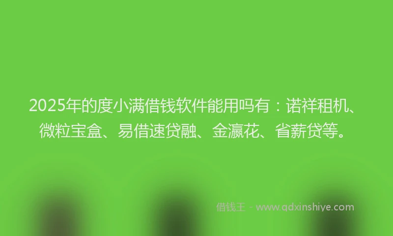2025年的度小满借钱软件能用吗有：诺祥租机、微粒宝盒、易借速贷融、金瀛花、省薪贷等。
