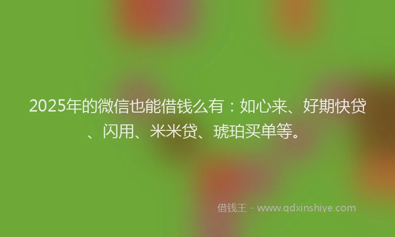 2025年的微信也能借钱么有：如心来、好期快贷、闪用、米米贷、琥珀买单等。